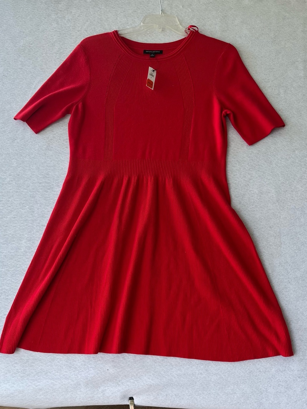 Banana Republic Babaton Vibrant Red Knit Ribbed Fit & Flare Dress XL NWT